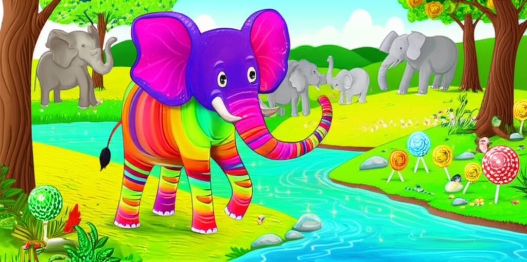 Illustration of Once upon a time, in a land filled with sparkling rivers and lollipop trees, liv...