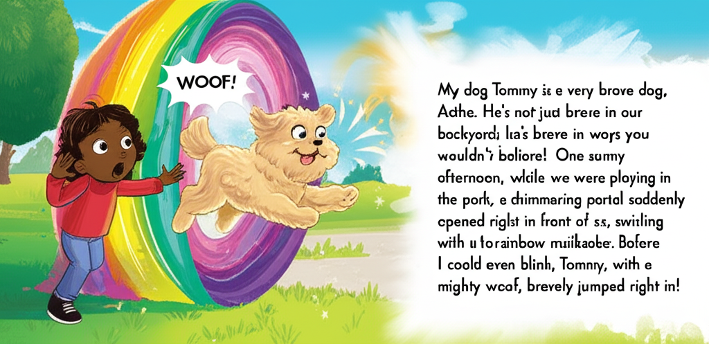 Illustration of My dog Tommy is a very brave dog, Astha. He's not just brave in our backyard; he...
