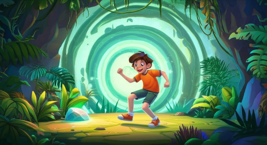 Illustration of O Rayan, um menino esperto de dez anos que vivia numa casinha acolhedora no subú...