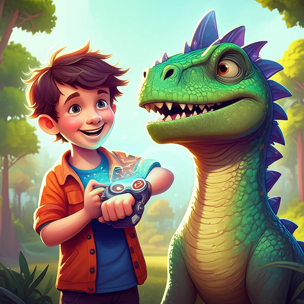 Illustration of Sam, a bright boy from Chicago, had the coolest pet ever: Captain Rex, a friendl...