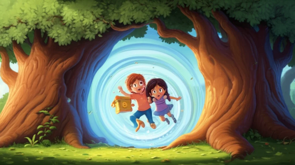 Illustration of Cristina and her best friend, Alex, were exploring their backyard in sunny Calif...