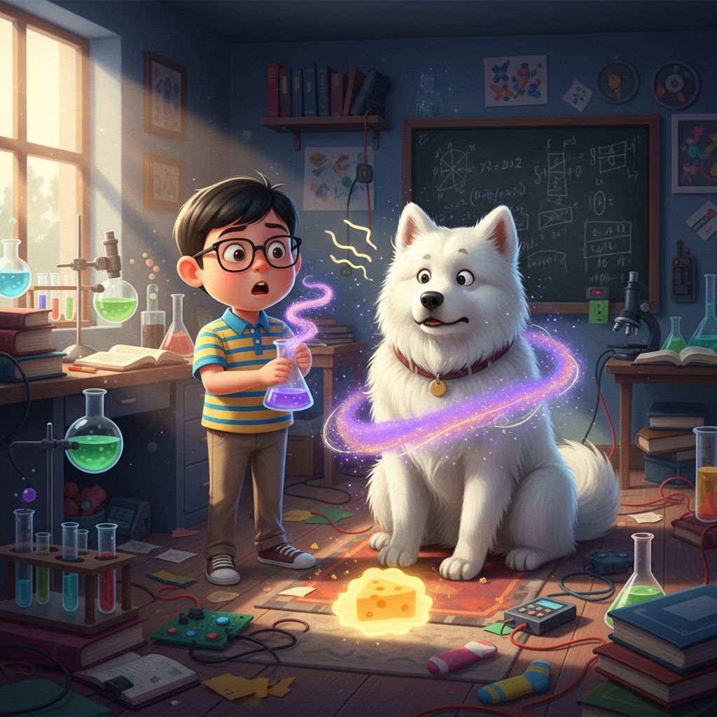 Illustration of Richard was a super-scientist whose lab was also his bedroom. One sunny afternoo...