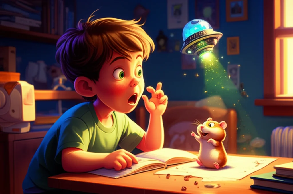 Illustration of David loved his hamster, Mr. Nibbles, more than pizza! But one sunny afternoon i...