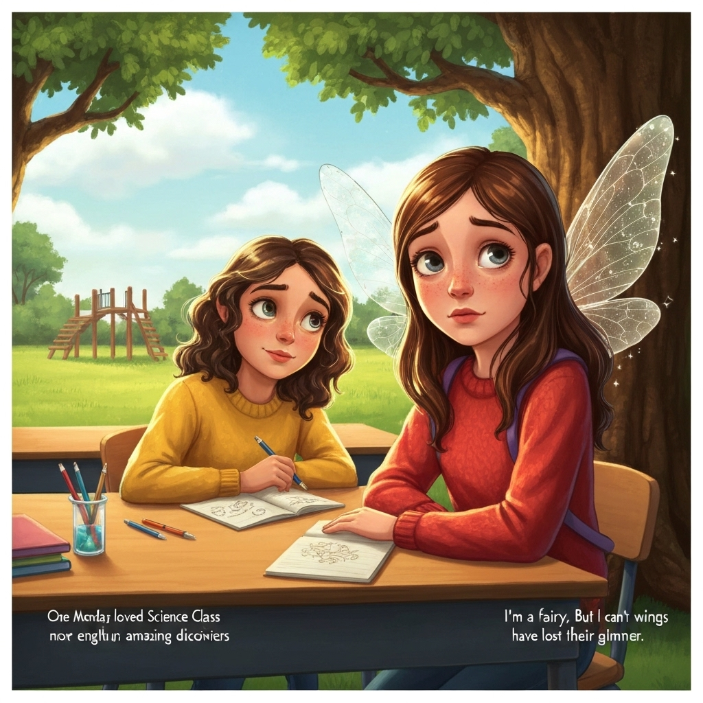 Illustration of Cristina loved science class more than anything. It was a place of bubbling beak...