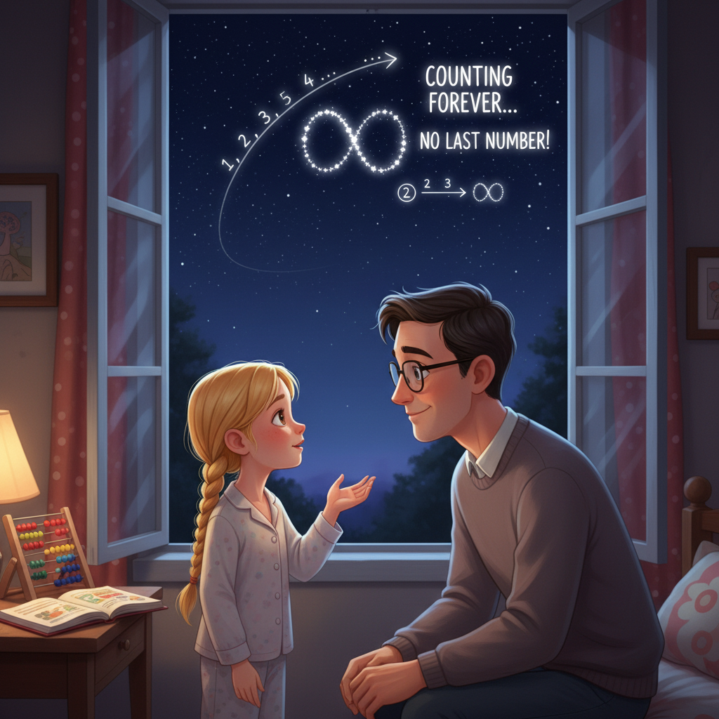 Illustration of Sia loved to count. She counted her steps to the park, the red cars on the stree...