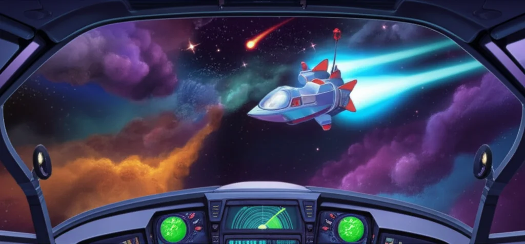 Illustration of Aarav Bajaj, the bravest space explorer in Sector Gamma-7, was charting a brand-...