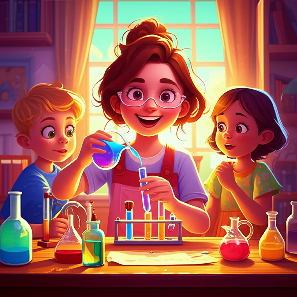 Illustration of Cristina loved science! One sunny afternoon, she was in her lab (aka her bedroom...