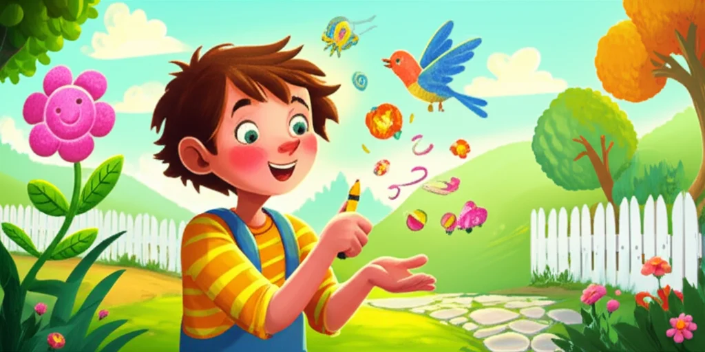 Illustration of Rudy, oh Rudy, guess what? One sunny day, while playing in his backyard, Rudy fo...