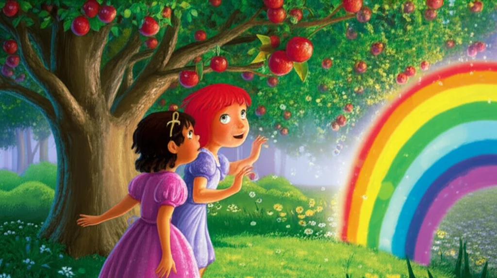 Illustration of A Cristina e a sua melhor amiga, a Margarida, estavam a brincar no jardim. De re...