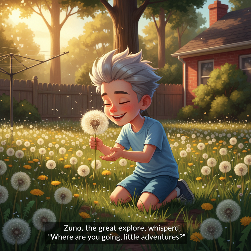 Illustration of Zuno, the great explorer, was on a mission in his big Indiana backyard. He disco...