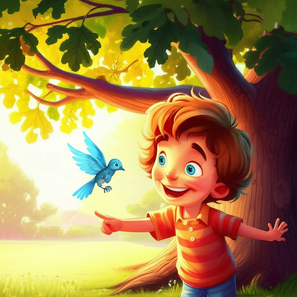 Illustration of Parikshit and Daddy were playing in their backyard in sunny California! Suddenly...