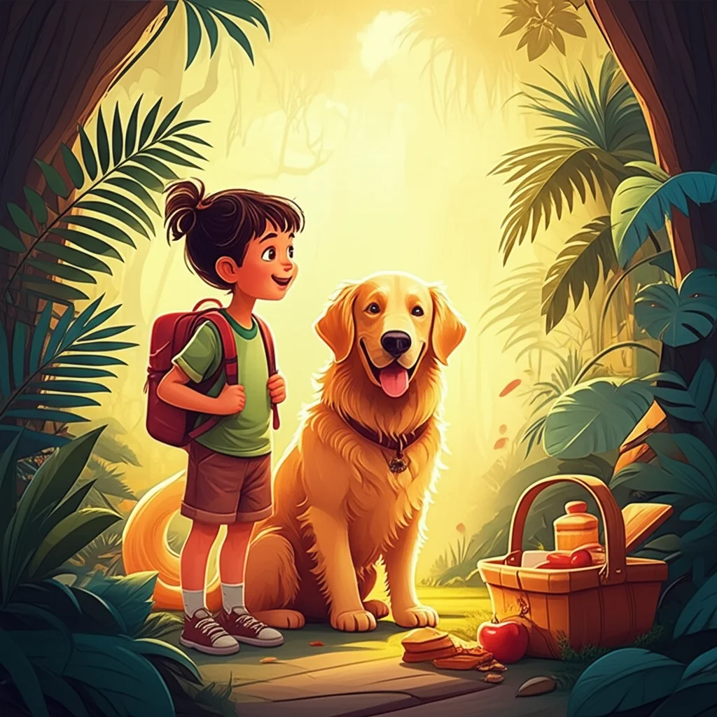 Illustration of Hi Donald! Guess what? I went to the jungle with my brave dog, Rambo! Rambo is a...