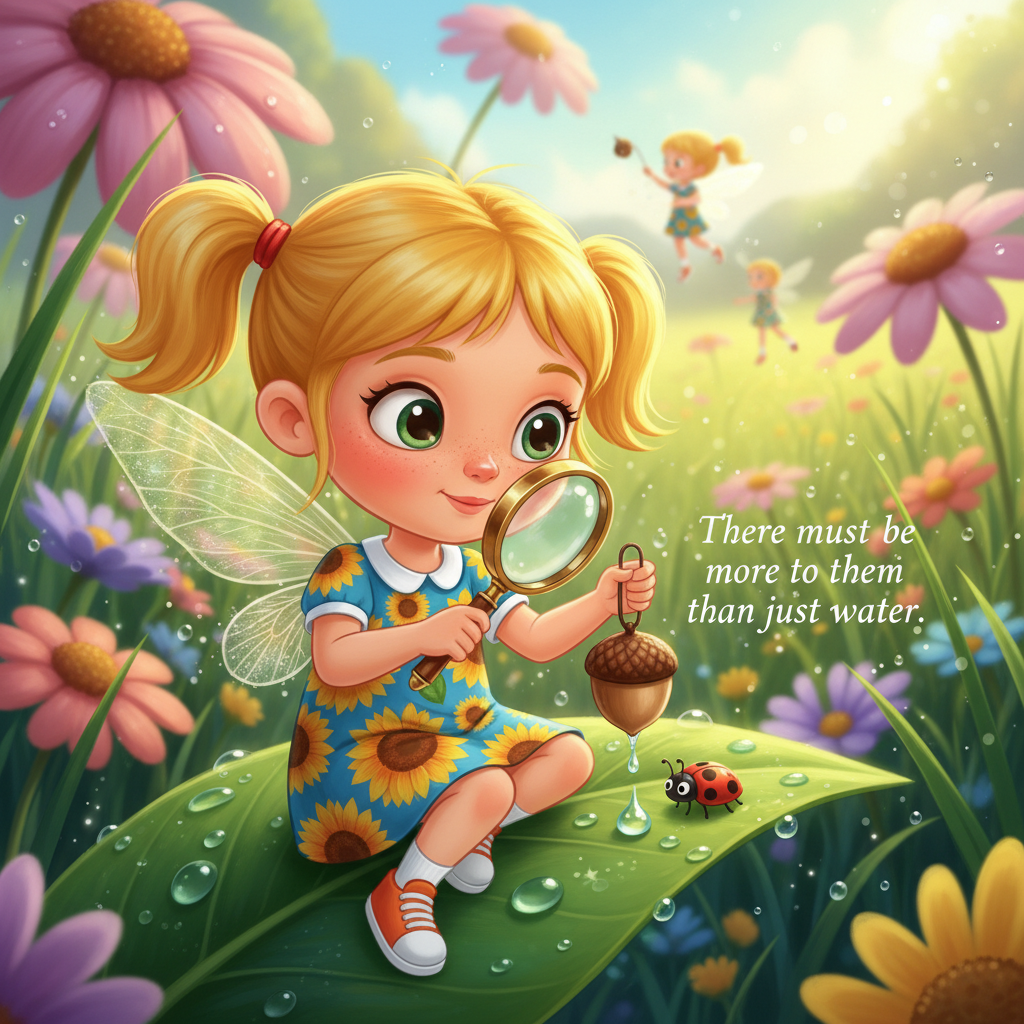 Illustration of Daisy wasn't like the other fairies in Glimmerwood Grove. While they practiced t...