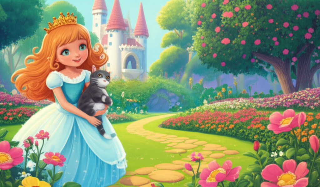 Illustration of Once upon a time, there was a tiny princess named Lila. She lived in a shiny cas...