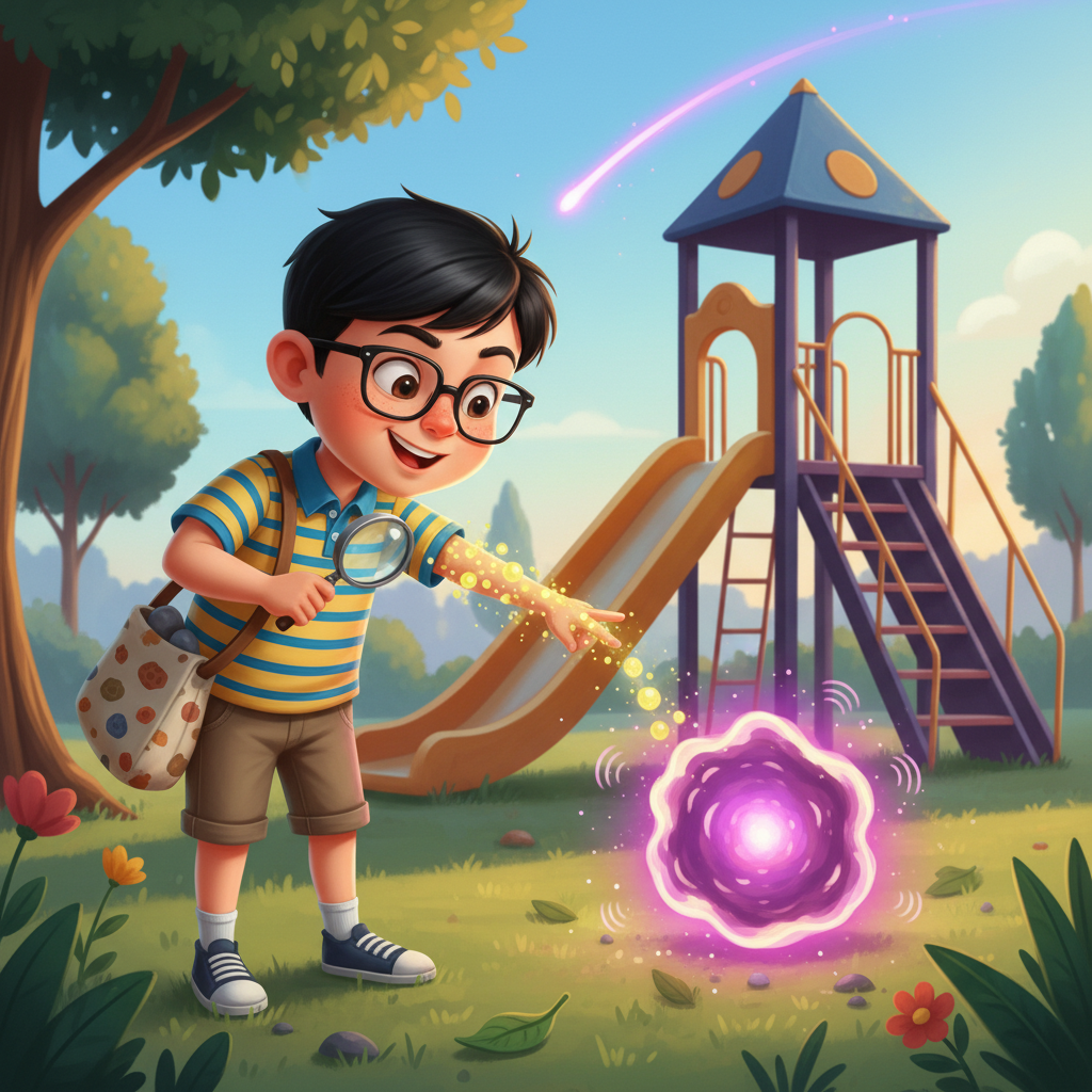 Illustration of One sunny afternoon, Richard was on a scientific mission in the park, searching ...