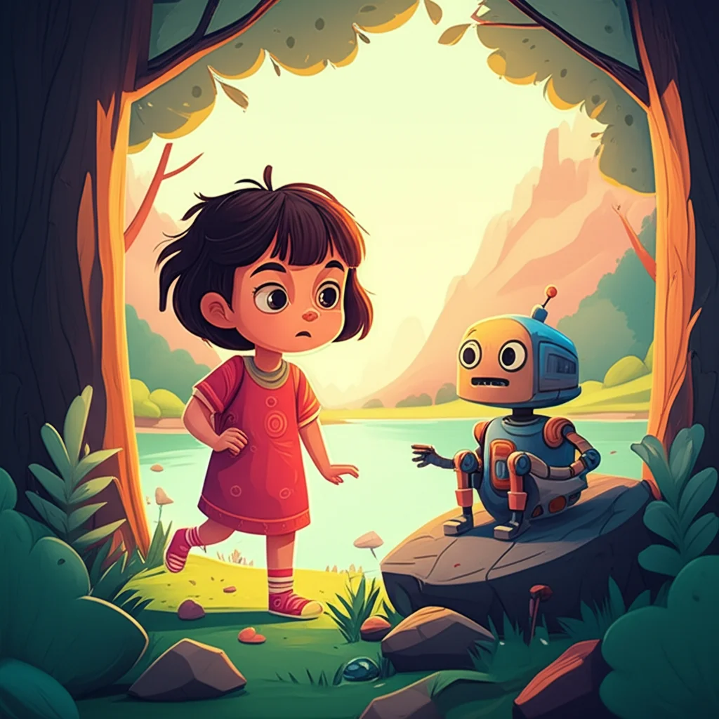 Illustration of Cristina, mentre campeggiava con la sua famiglia vicino al fiume Colorado, sentì...