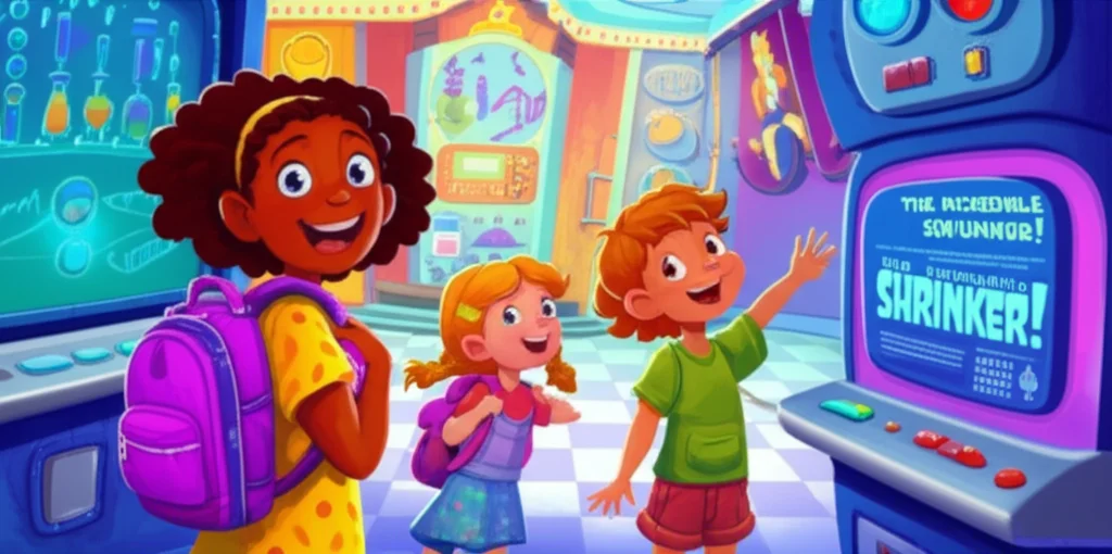 Illustration of Cristina, with her bright purple backpack, loved science! One sunny Saturday, sh...