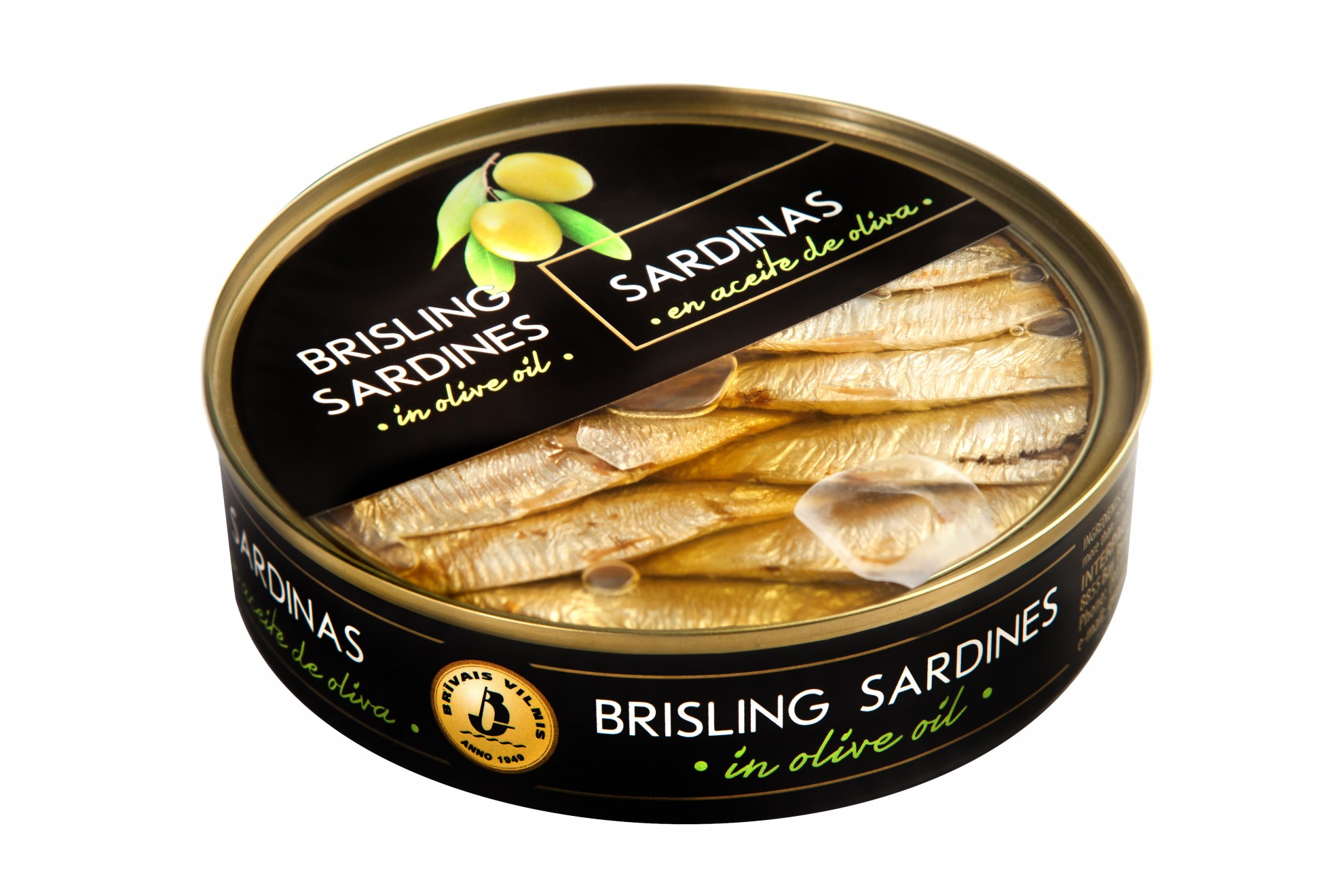 Brisling sardine in ulei masline 160g (eo - plastic lid)