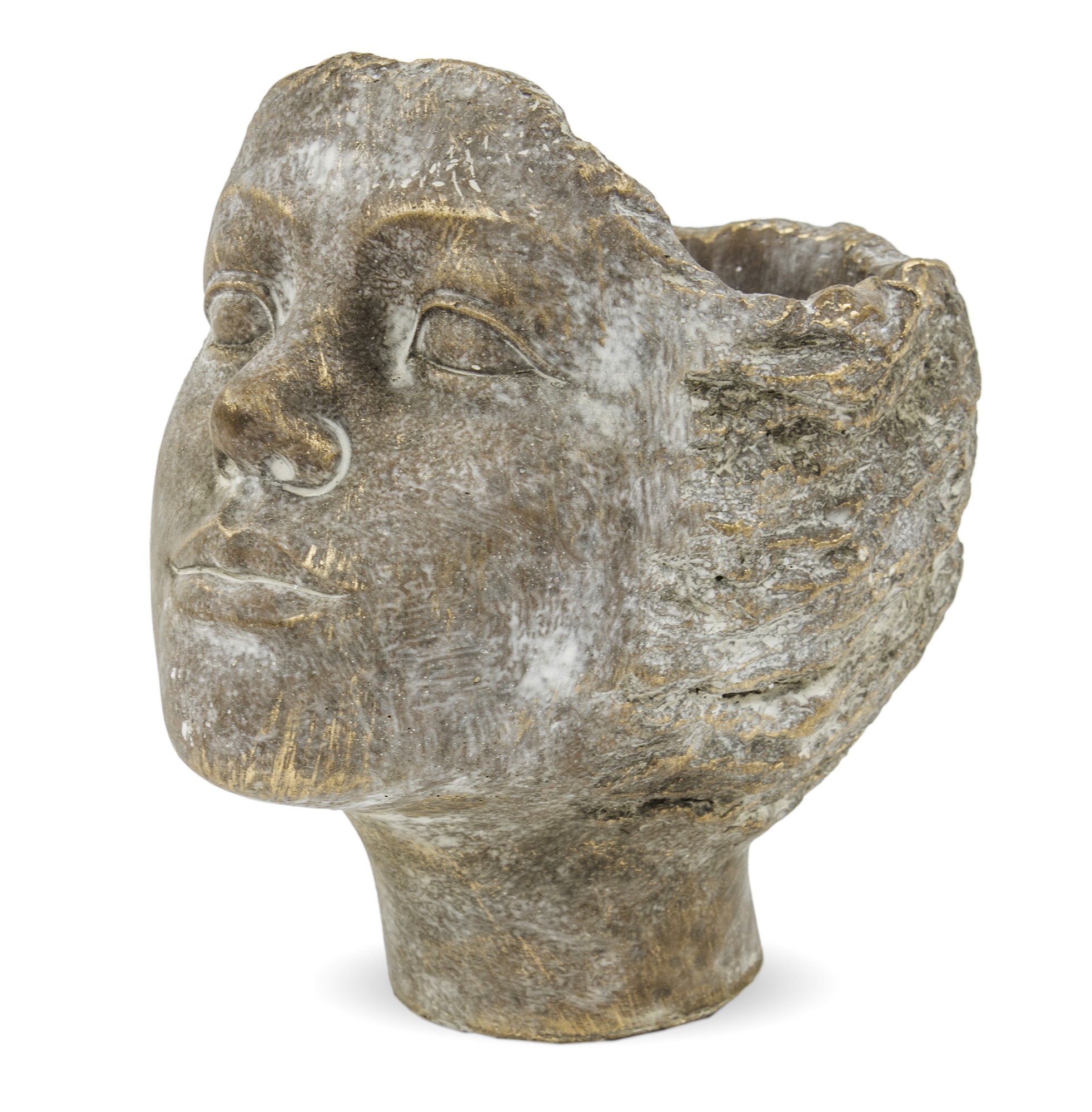 Ghiveci de piatra, forma cap femeie, dimensiune 18×14 cm