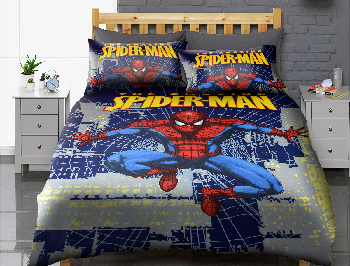 Lenjerie de pat copii Amazing Spiderman bumbac 100%, 3 piese, multicolor, 160 x 200 cm