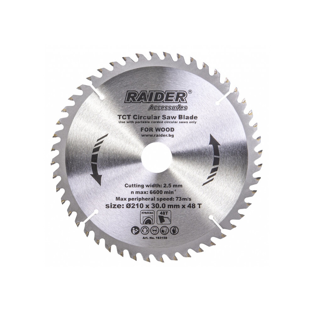 Disc pentru fierastrau circular 210х48Тх30mm, Raider 163150