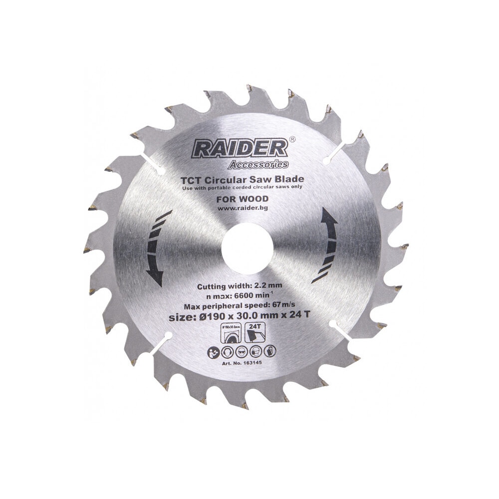 Disc pentru fierastrau circular 190х24Тх30mm, Raider 163145