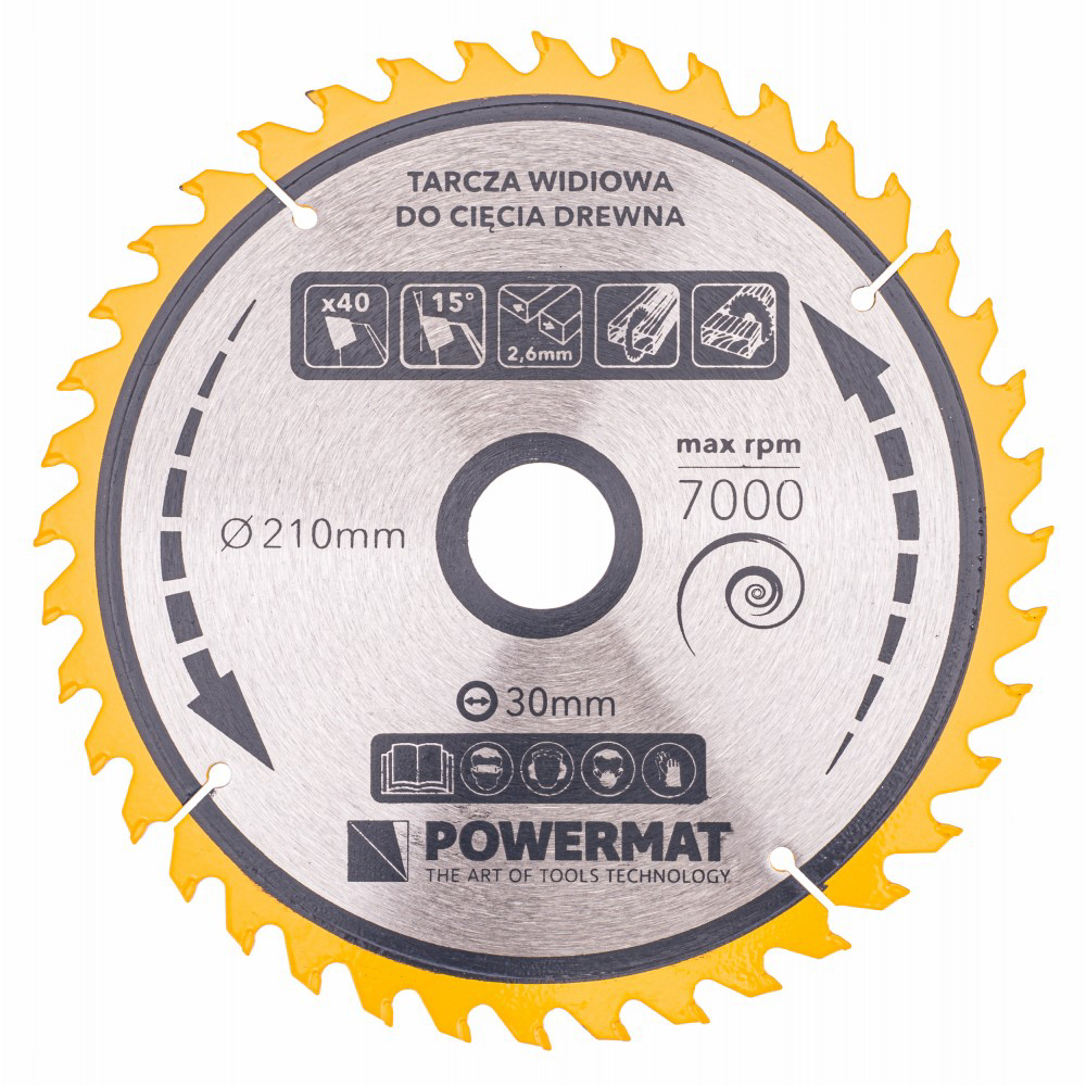 Disc circular TDD-210x30mm 40 dinti, Powermat PM0889