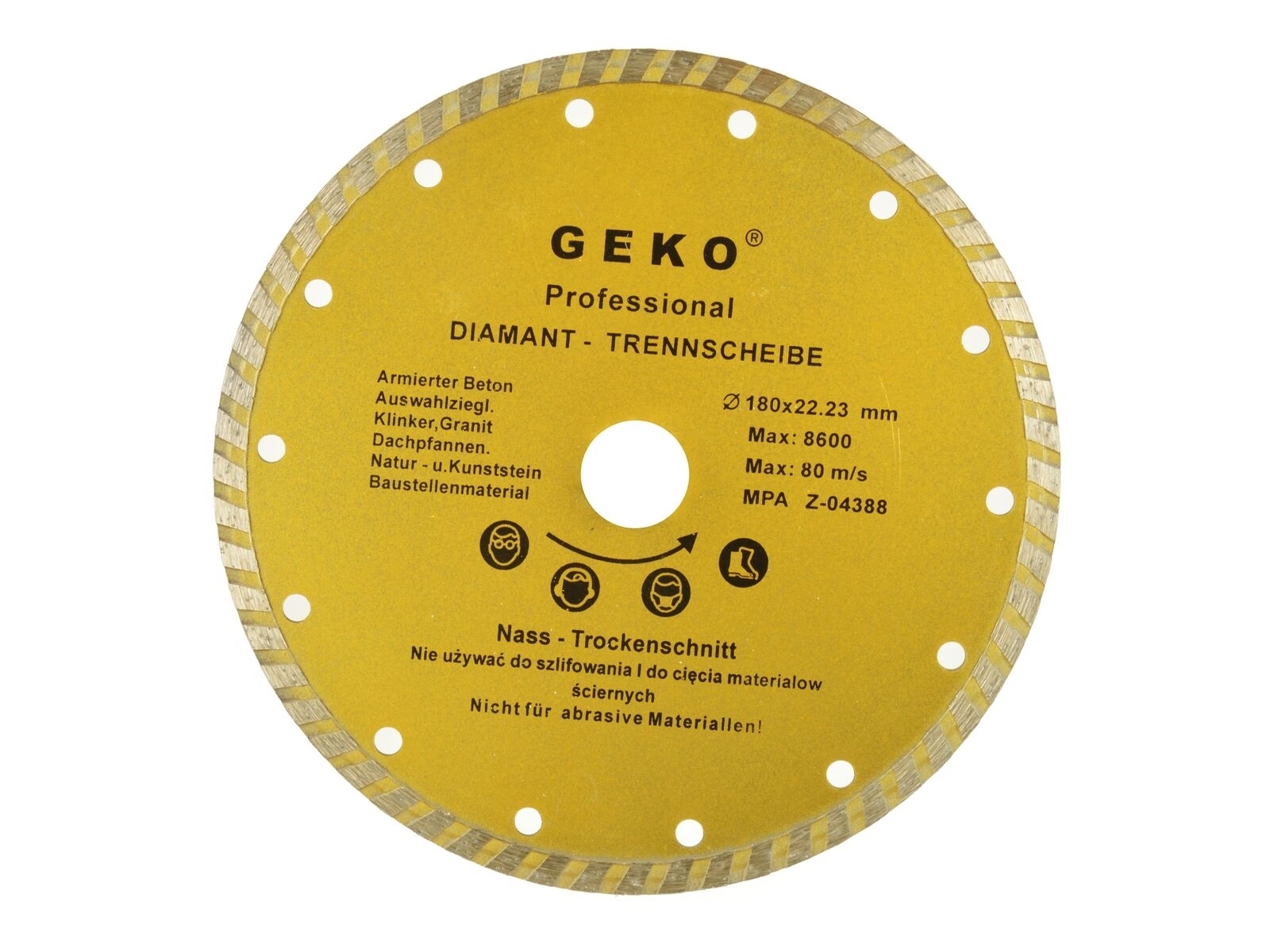 Disc diamantat cu gauri 180mm Turbo, GEKO PROFI G00262