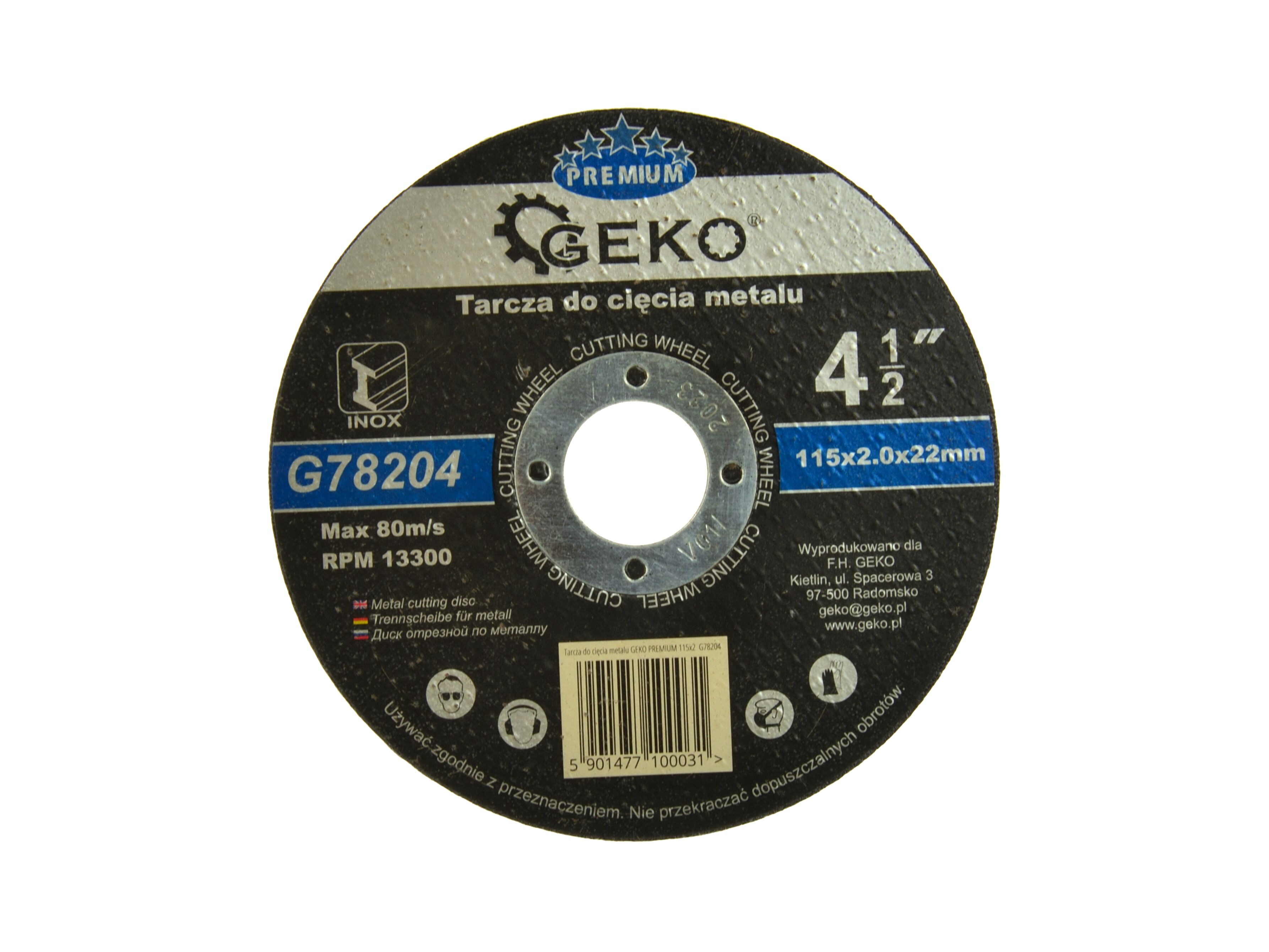 Disc pentru taierea metalului, GEKO PREMIUM, 115mm, G78204
