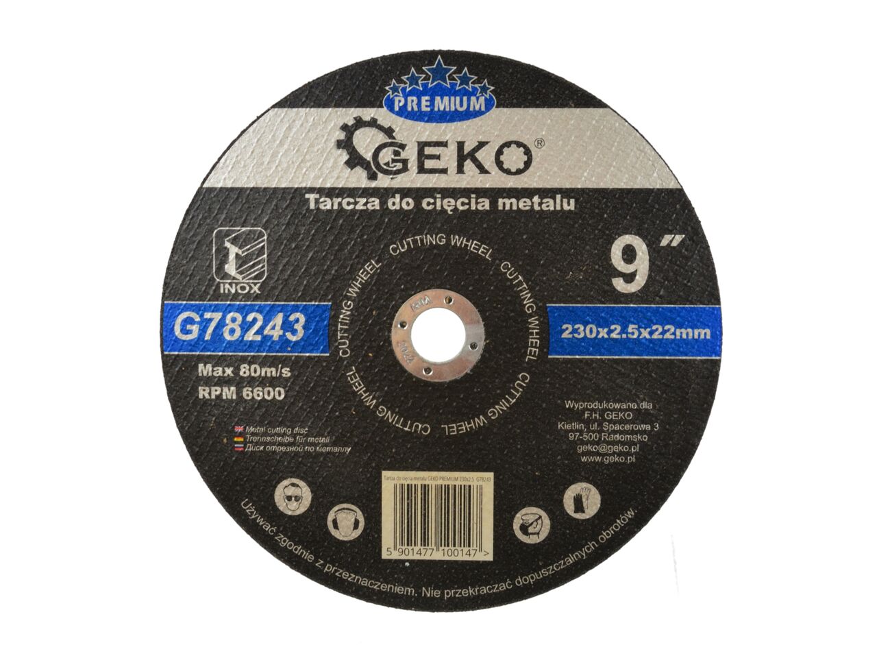 Disc pentru metal, 230x2.5 Inox, Geko Premium, G78243