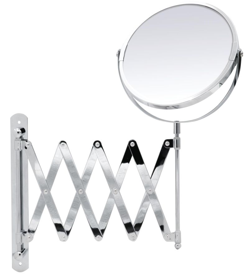 Oglinda cosmetica cu brat flexibil cromat Ridder, cu marire de pana la 2 ori, diametru 16.5 cm Janin