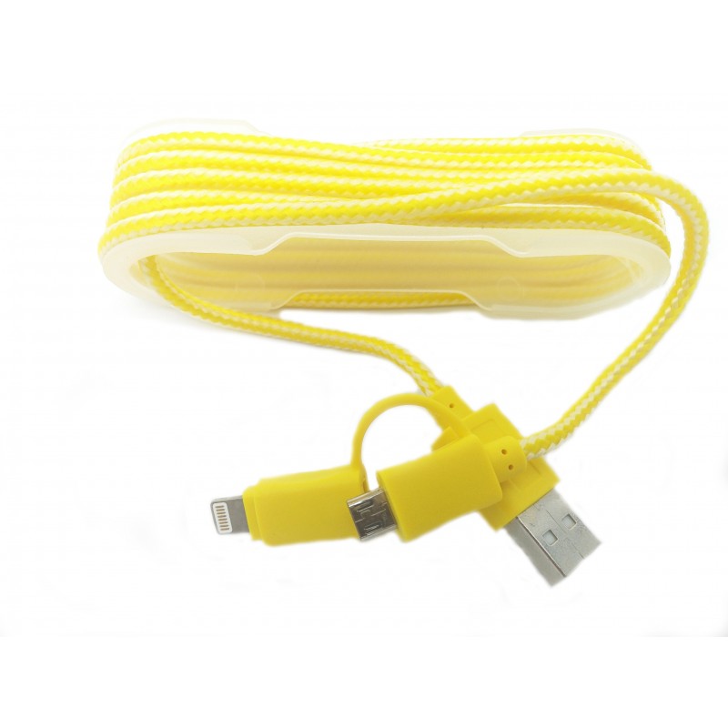 Cablu De Date 2 In 1 Iphone 5/6 + Micro Usb, galben, pentru telefon, tableta