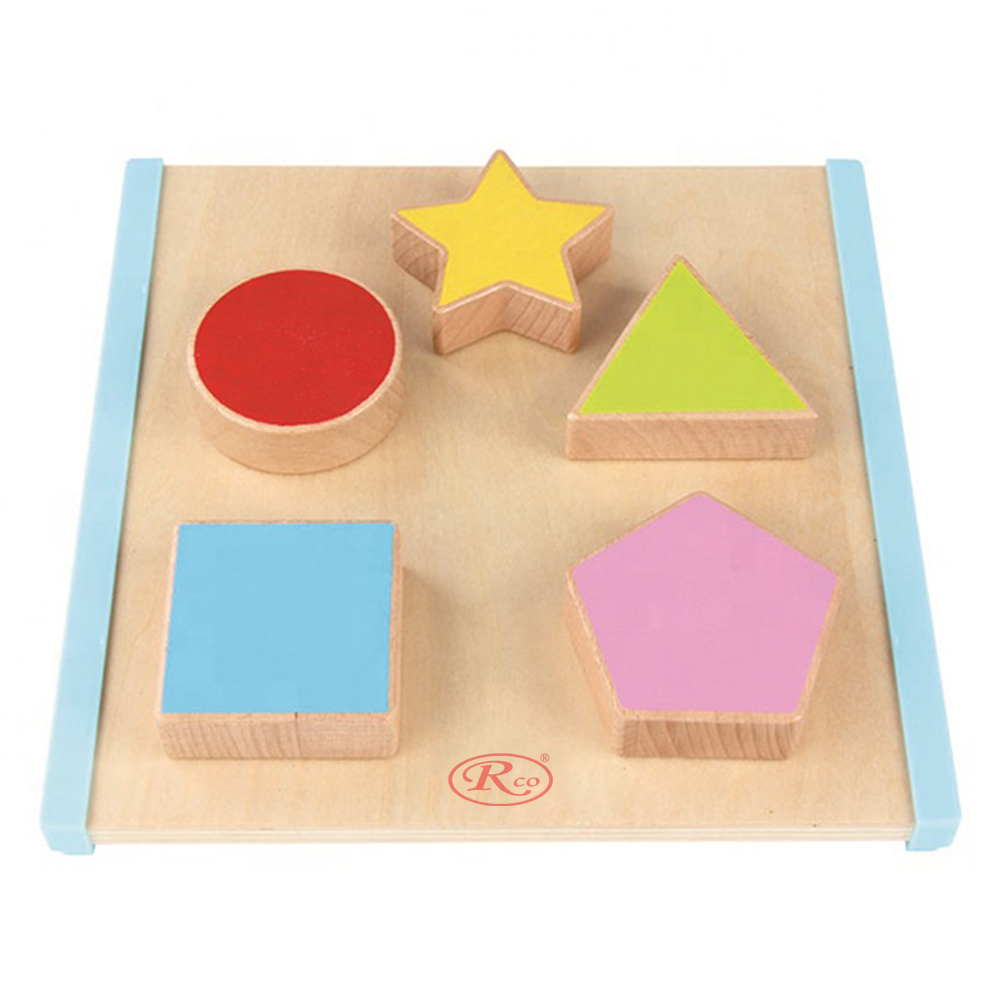 Puzzle 3D Montessori cu forme geometrice din lemn cu 10 piese, WD2070 RCO® articole imagine 2022 protejamcopilaria.ro