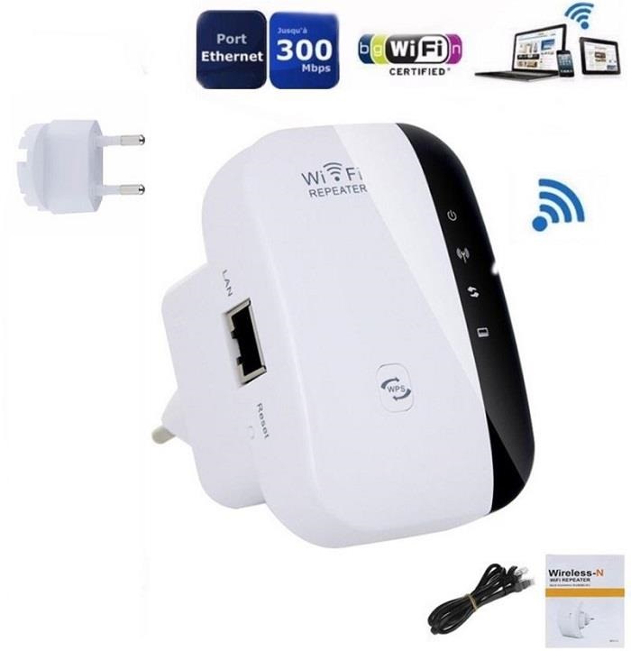 Mini Router Wireless-N / Repeater, Amplificator Semnal WI-FI, WR-08, 300Mbps, Alb-Negru