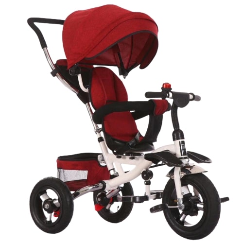Tricicleta copii Go Kart Cool Baby scaun reversibil, 8-36 luni, cauciuc eva, suport picioare, maner parental, cosulet jucarii, borseta, rosu 8-36 imagine 2022 protejamcopilaria.ro