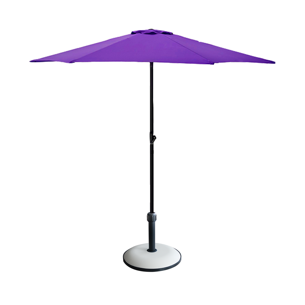 Umbrela soare 250 cm , culoare mov cu baza rotunda 15 kg , culoare alba