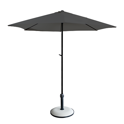 Umbrela soare gri cu mecanism rabatare 250 cm, si baza rotunda 15 kg , culoare alba