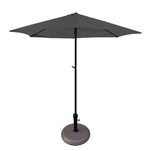 Umbrela soare gri cu mecanism rabatare 270 cm si suport rotund 12 kg , culoare maro