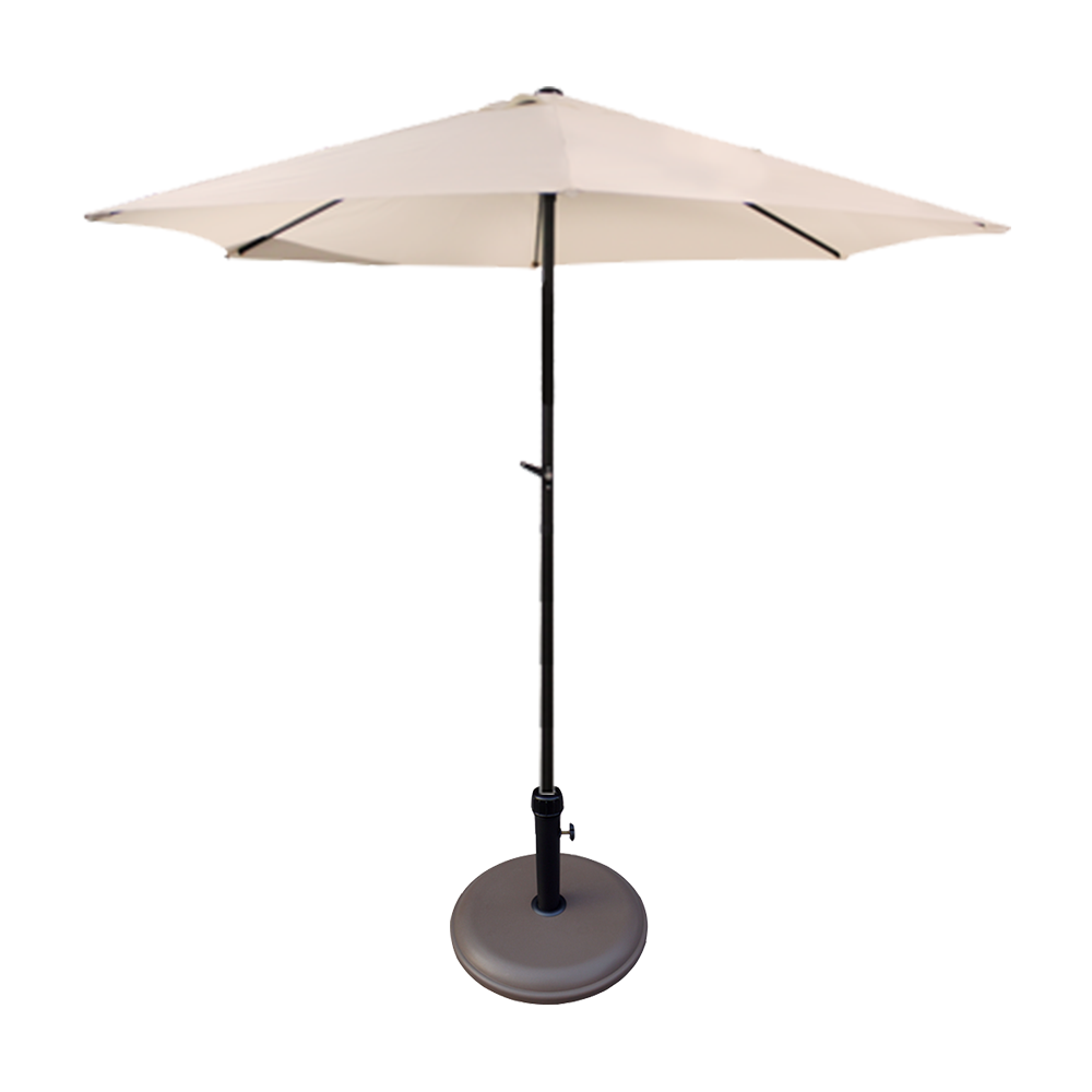 Umbrela soare 300 cm bej cu mecanism rabatare si suport rotund 12 kg , culoare maro
