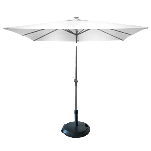 Umbrela soare patrata 300×300 cm alba cu suport rotund 35 kg