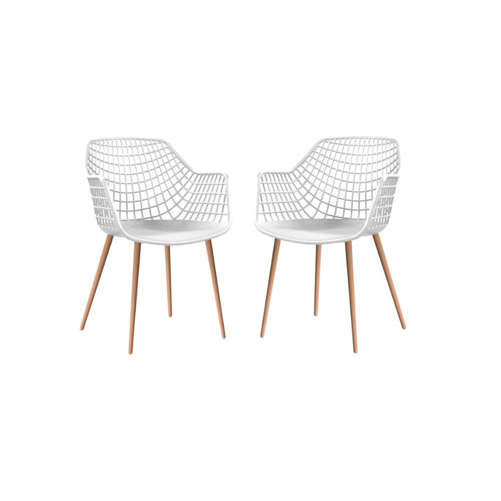 Set 2 scaune bucatarie, terasa 56x57x84 cm, alb