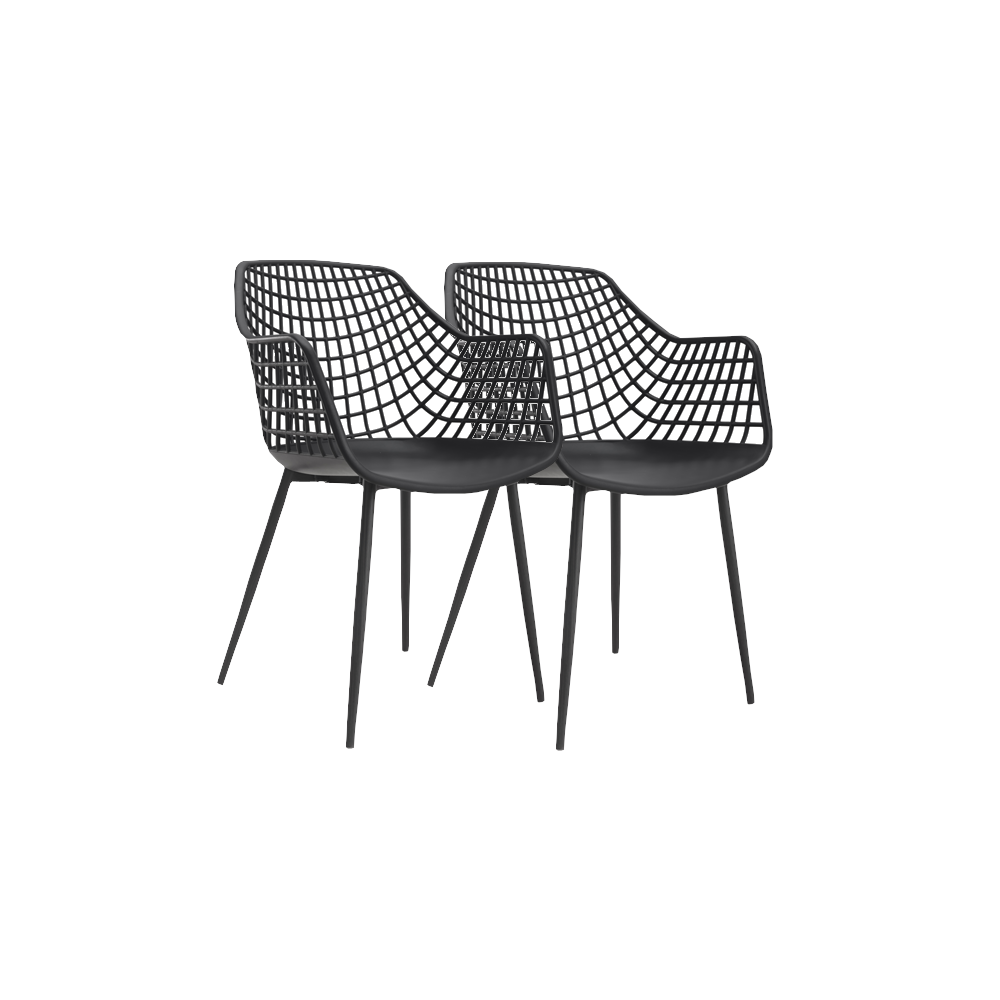 Set 2 scaune bucatarie, terasa cu aditiv de protectie anti UV, 56x57x84 cm, negru