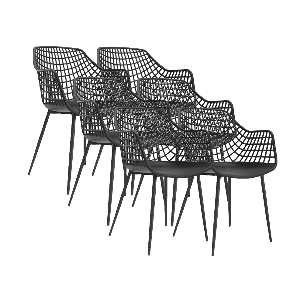 Set 6 scaune dining cu aditiv de protectie anti UV, 56x57x84 cm, negru