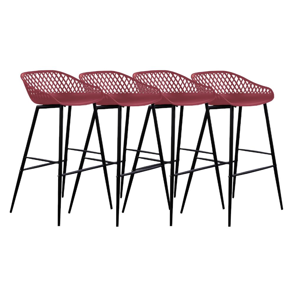 Set 4 scaune bar polipropilena 48x47x95 cm, grena negru