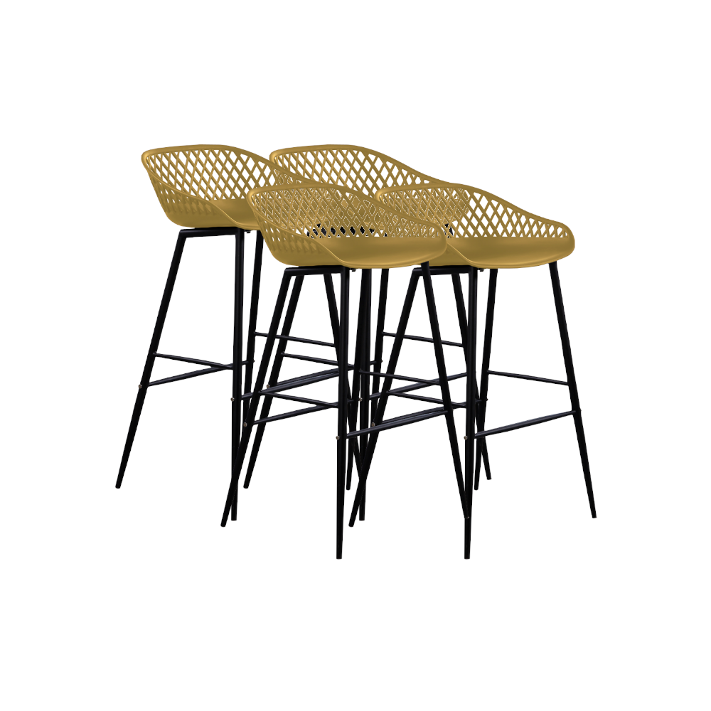 Set 4 scaune bar polipropilena galben negru 48x47x95 cm,