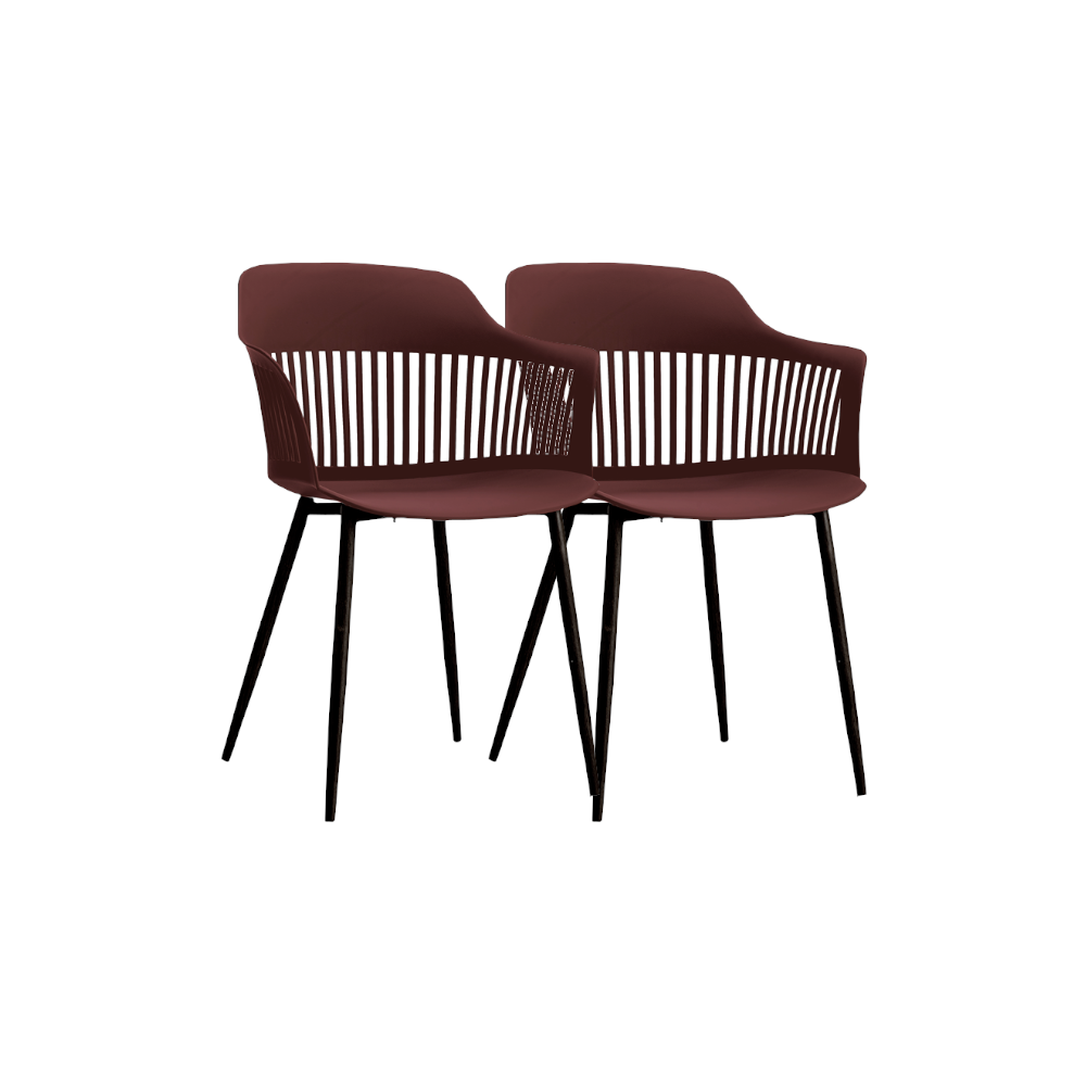 Set 2 scaune bucatarie, terasa cu spatar polipropilena 53x59x81 cm, grena negru