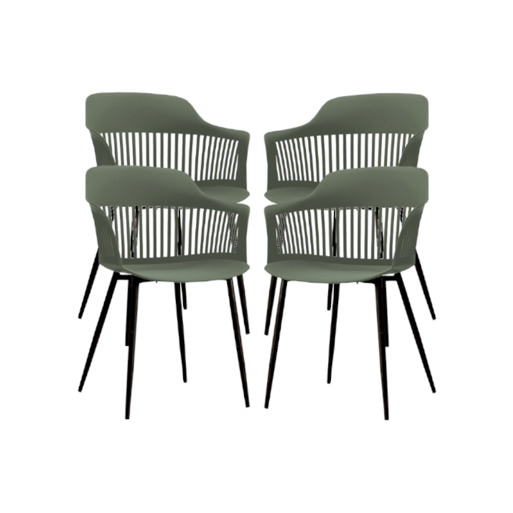 Set 4 scaune cu spatar bucatarie, living polipropilena 53x59x81 cm, verde negru