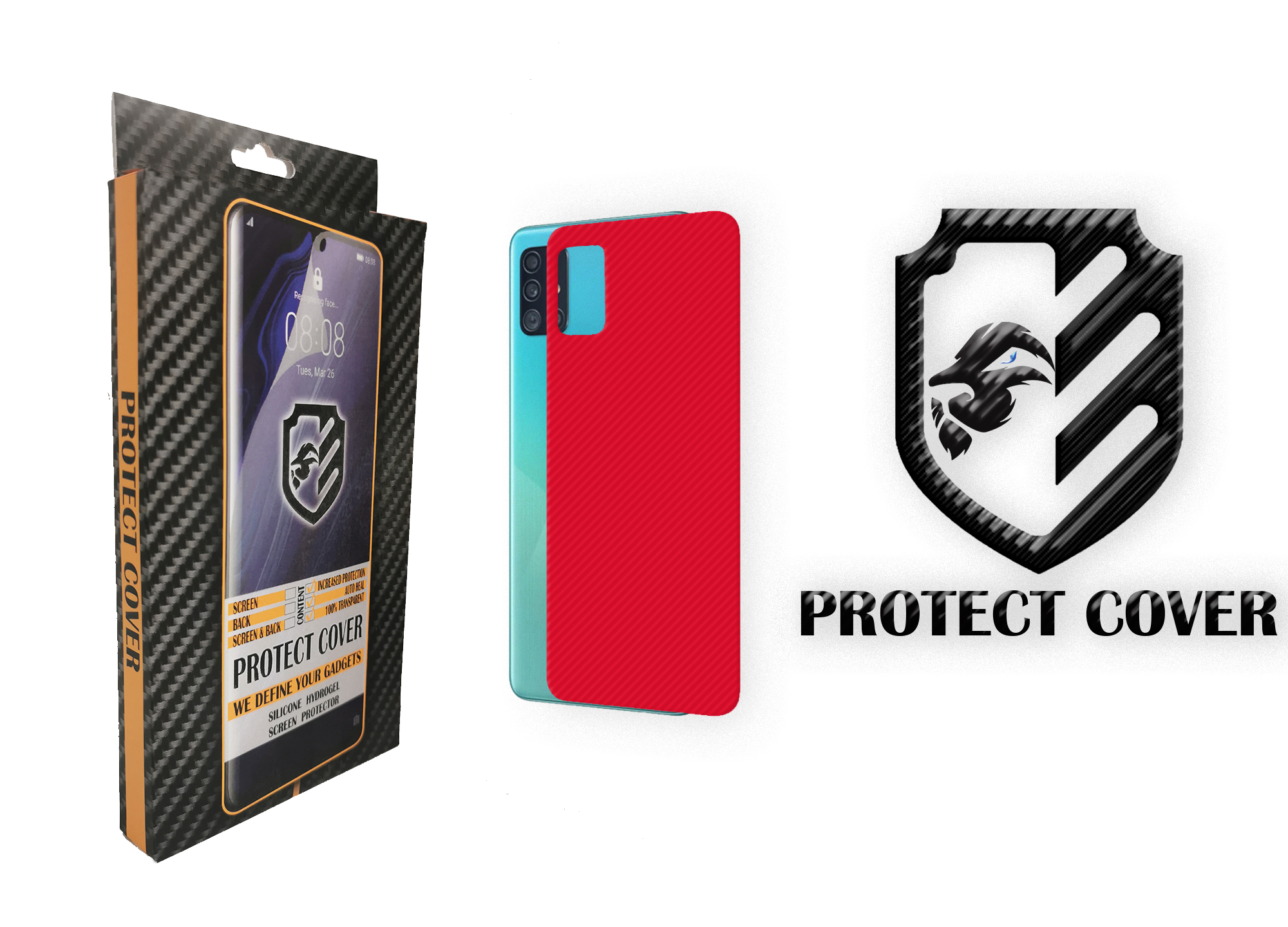 Folie de Protectie Carbon Red din Silicon Premium Protect Cover pentru Samsung Galaxy A51 Protectie Spate