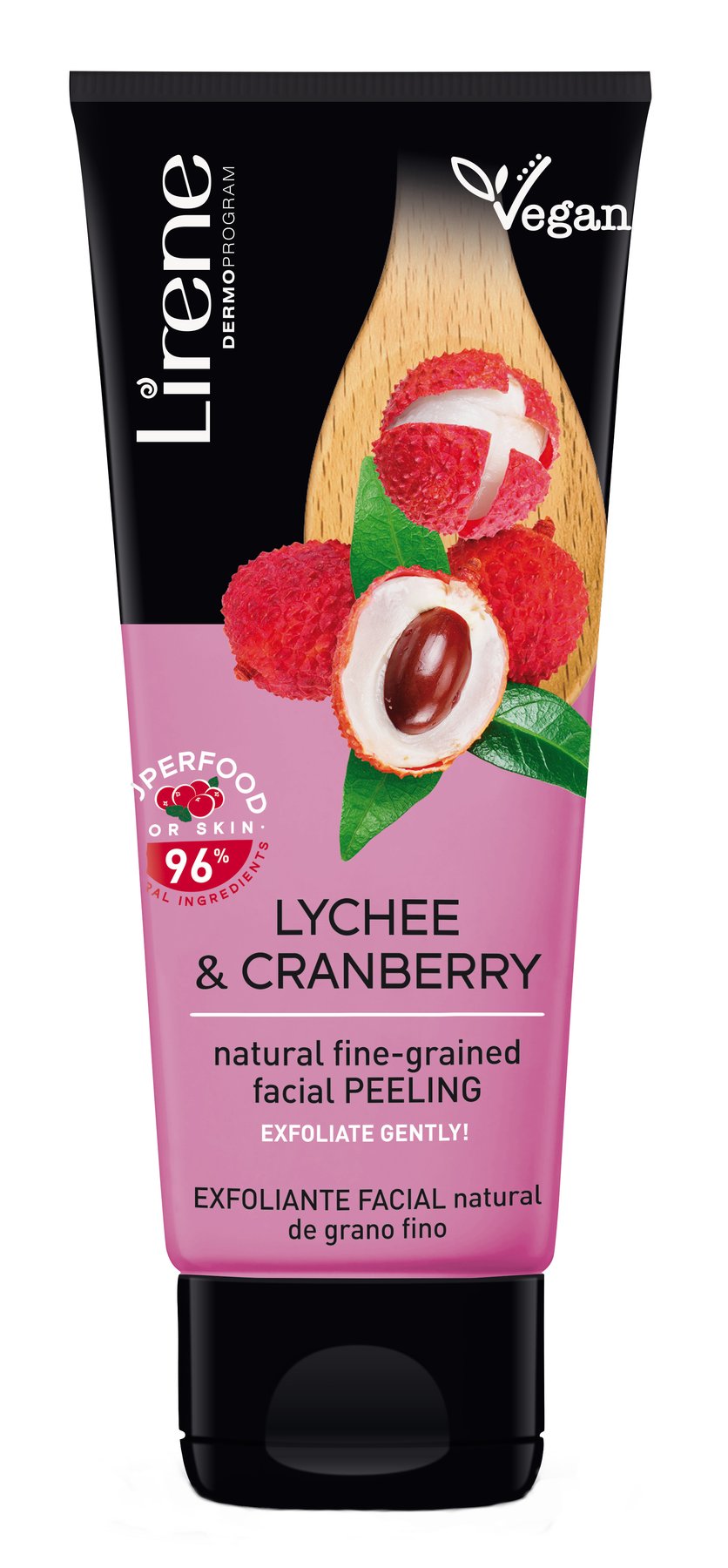 Peeling facial Lirene Superfood cu extract de litchii si merisoare - efect de netezire, 75ml