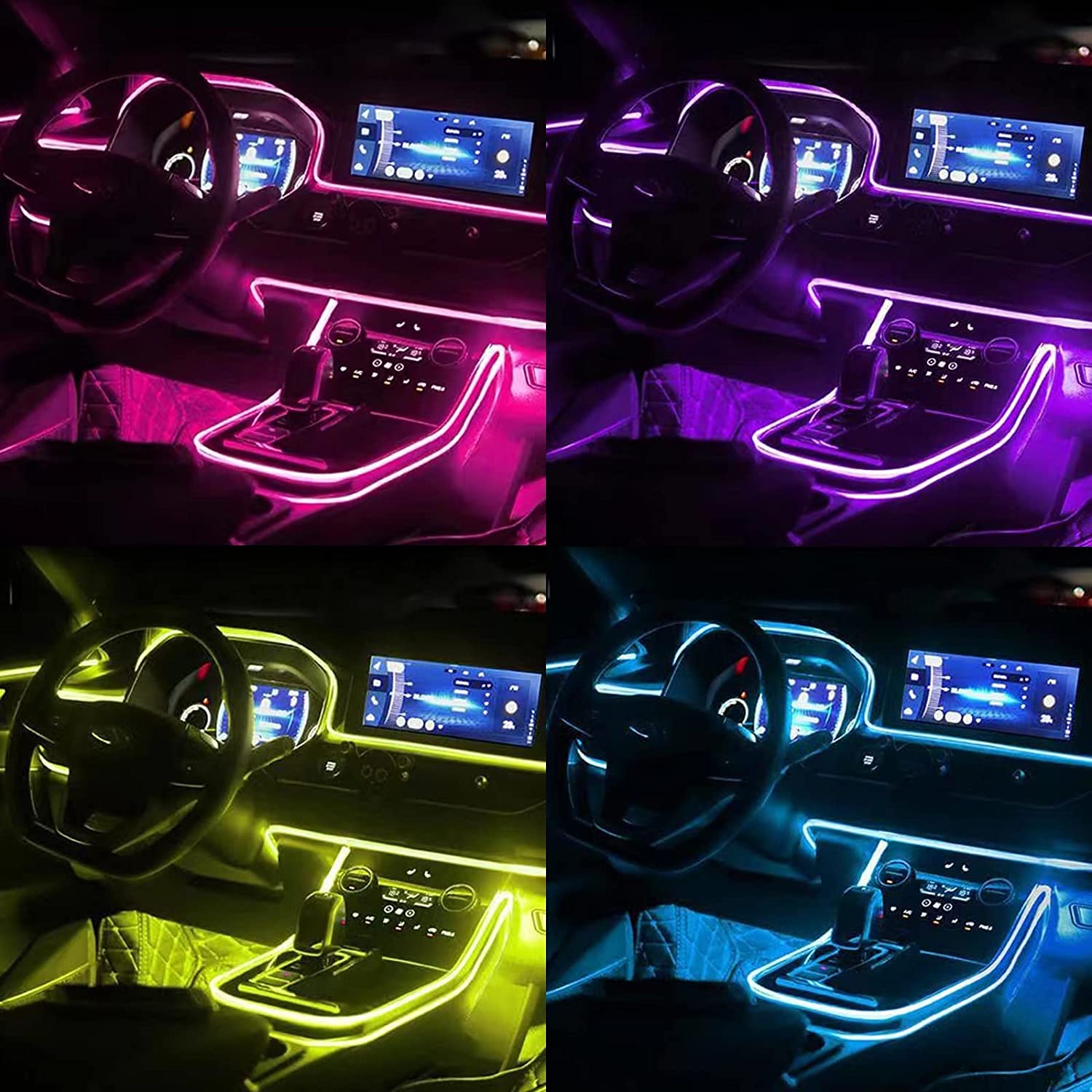 Banda LED auto, lumini ambientale Premium, fir 6 m cu 5 unitati + 4 unitati iluminat picioare, control aplicatie si telecomanda